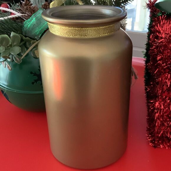 Gold Decorative Glass Seasons Greetings Jar With Bow - Picture 4 of 5